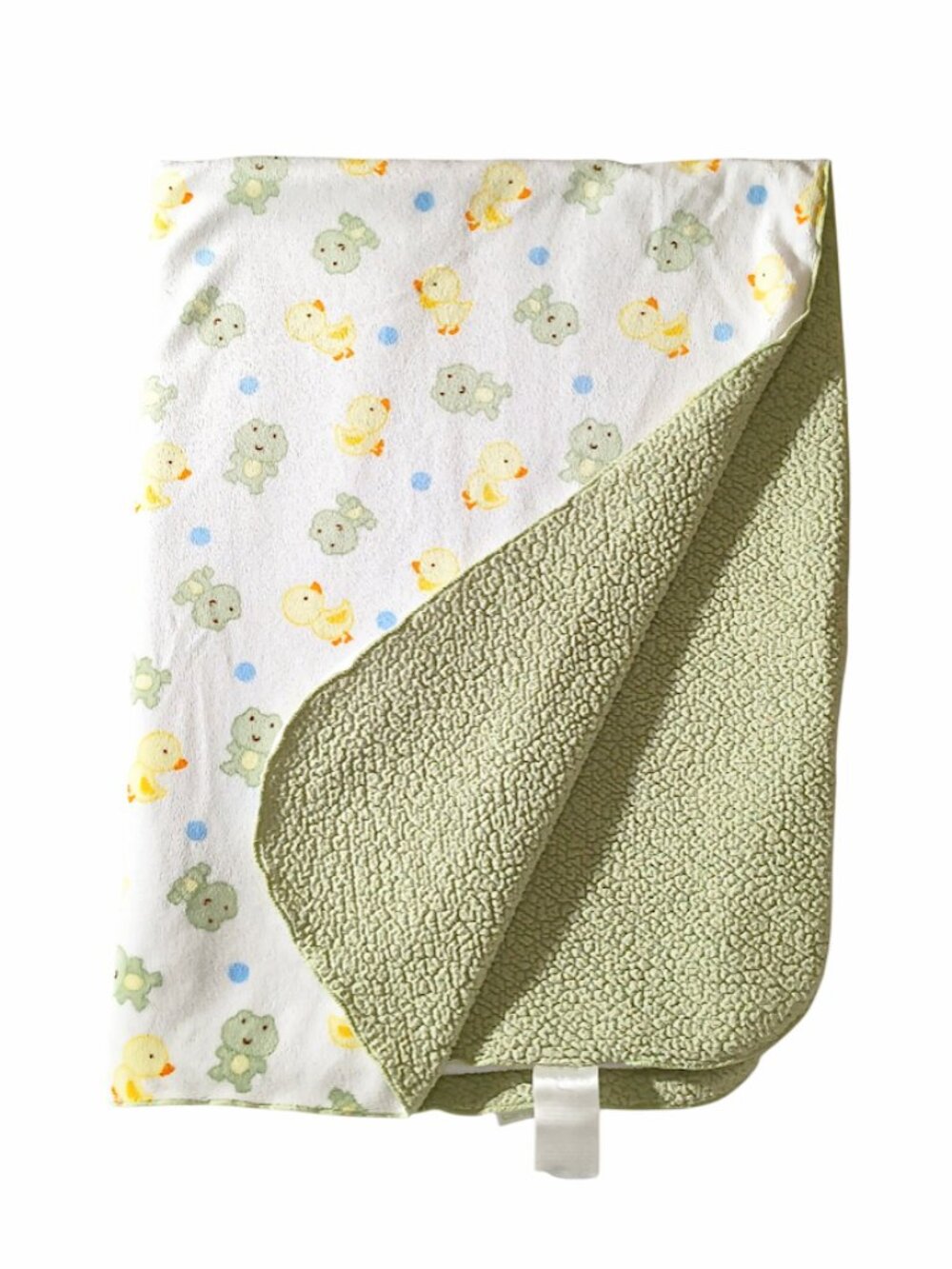 Carter's Frog Duck Polka Dot Green Sherpa Security Lovey Blanket 27" X 37"